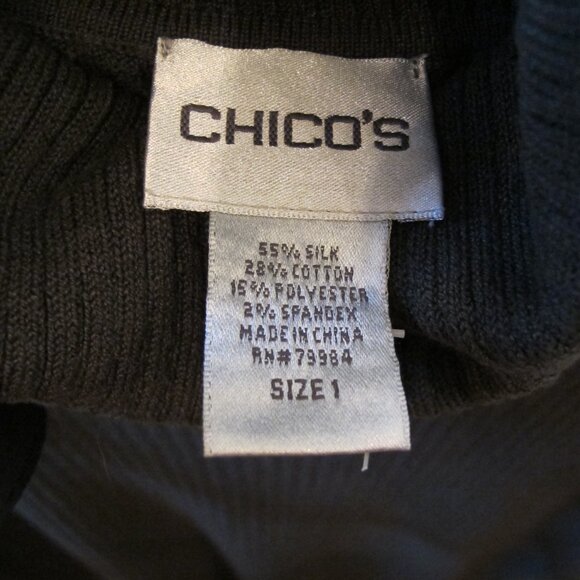 Chico Sleeveless Ribbed Cowl Neck Sweater Size 1 Black - Picture 3 of 4